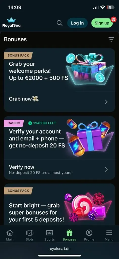 RoyalSea mobil – bónusz